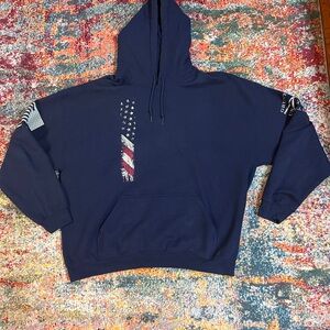 Navy Blue Men's CL Grunt Style Patriotic USA Veteran Hoodie